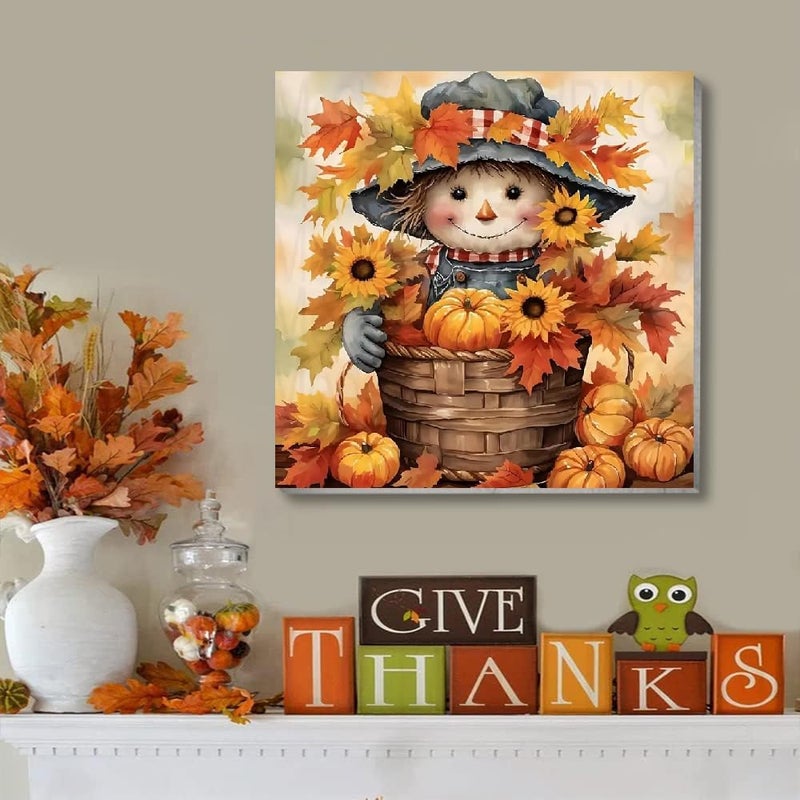 VIGEGU 2 Pack Thanksgiving Paint by Numbers Kit for Adults with Framed,Fall Scarecrow Ghost Pumpkin Paint by Number DIY Adult Paint by Number Kits for Wall Decor 10x10in - Image 2